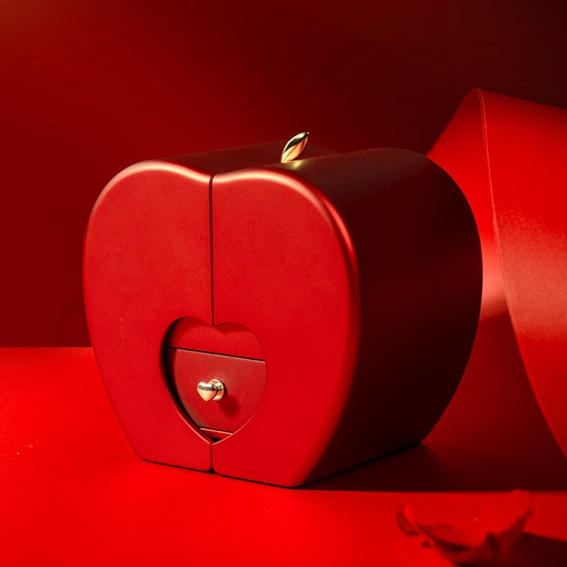 Coffret Bijoux Pomme Rouge – Rose Éternelle
