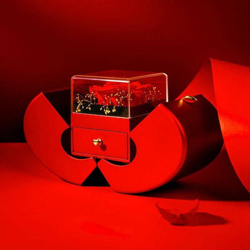 Coffret Bijoux Pomme Rouge – Rose Éternelle
