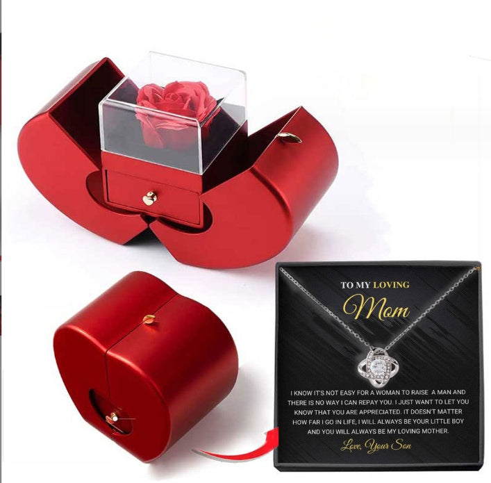 Coffret Bijoux Pomme Rouge – Rose Éternelle