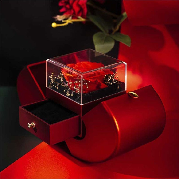 Coffret Bijoux Pomme Rouge – Rose Éternelle