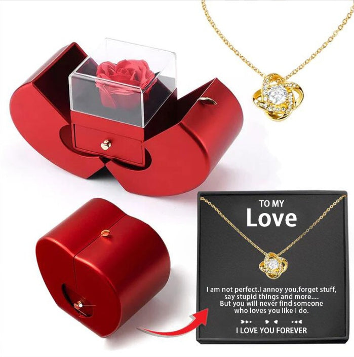 Coffret Bijoux Pomme Rouge – Rose Éternelle